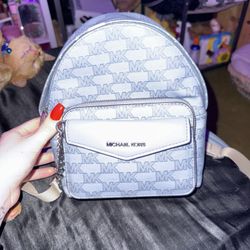 Michael Kors Women's Baby Blue Pebbled Leather Backpack