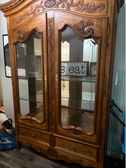 Vintage carved wood cabinet