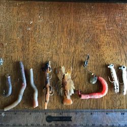 NEW? Lot 10 Vintage Rubber Worms, Grubs, Bugs Soft Bait Fishing Lures