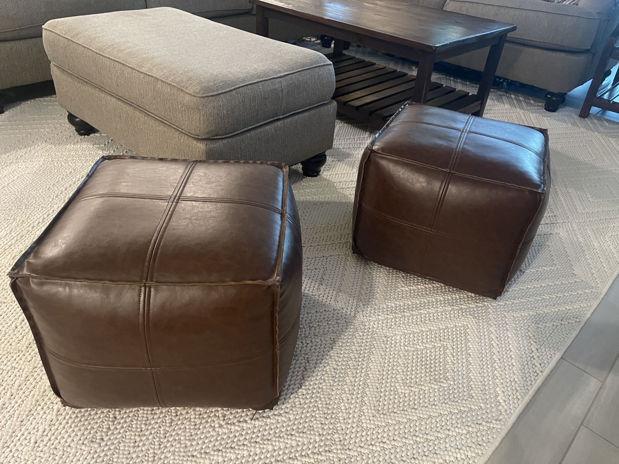 Leather Brown Ottomans