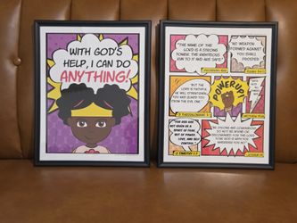 Kids Christian Poster Wall Art Decor With Glass Frame