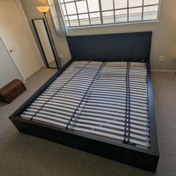  IKEA MALM King Bed Frame + Upgraded LÖNSET Slatted Bed Base – Black Brown