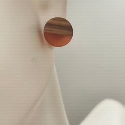 Wooden Silver Stud Earrings 