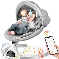 Baby Swings for Infants - Exclusive App & Bluetooth Function, Electric Baby Swing with 5 Point Harness & 5 Sway Speeds, 10 Preset Lullabies, Portable 