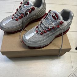Nike Air Max 24/7 Metallic Silver Varsity Red Mens Size 9.5.