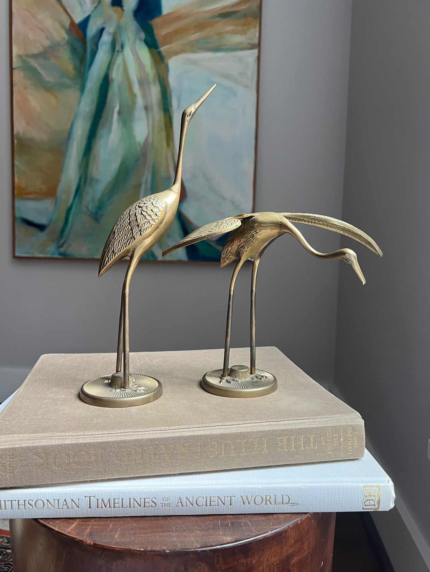 Vintage Brass Set Of Cranes ( firm on price )