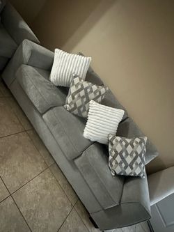 Gray Fabric 3-Seater Sofa and 2 seater