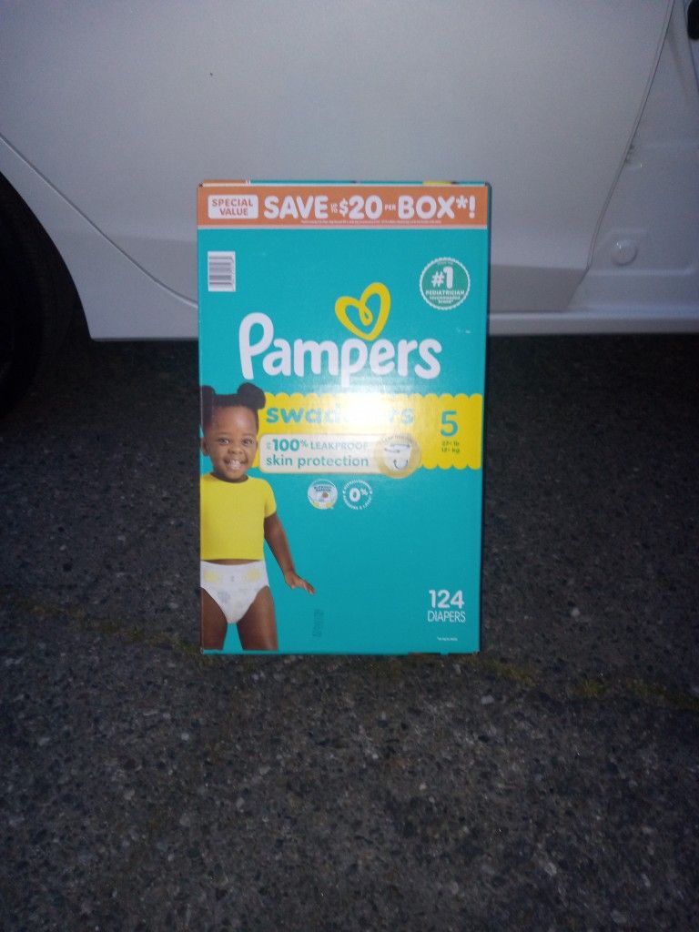 PAMPERS SWADDLERS SIZE 5 BIG PACK (124 COUNT)