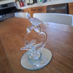 Murano Clear Glass Bird Sculpture