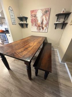 WorldMarket Large dining table w/ bench seat. Solid wood