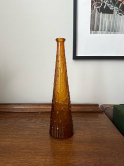 Amber Glass Textured Bud Vase
