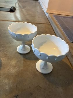 Milk Glass Compotes And Budvases