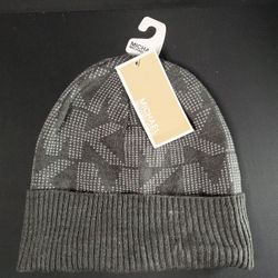 New Michael Kors MK Logo Grey Womens Beanie Hat MSRP