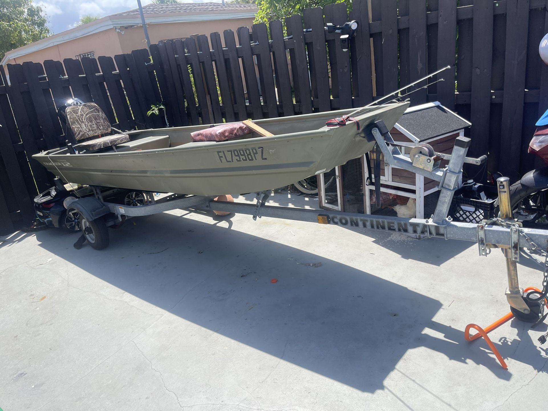 12’ Bass Topper Tracker With Trailer And Mercury 3.5hp