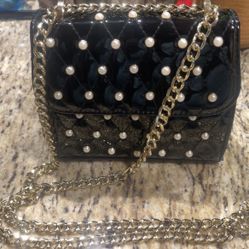 Free People Bags | New Free People Black Pearl Bag | Color: Black/White 