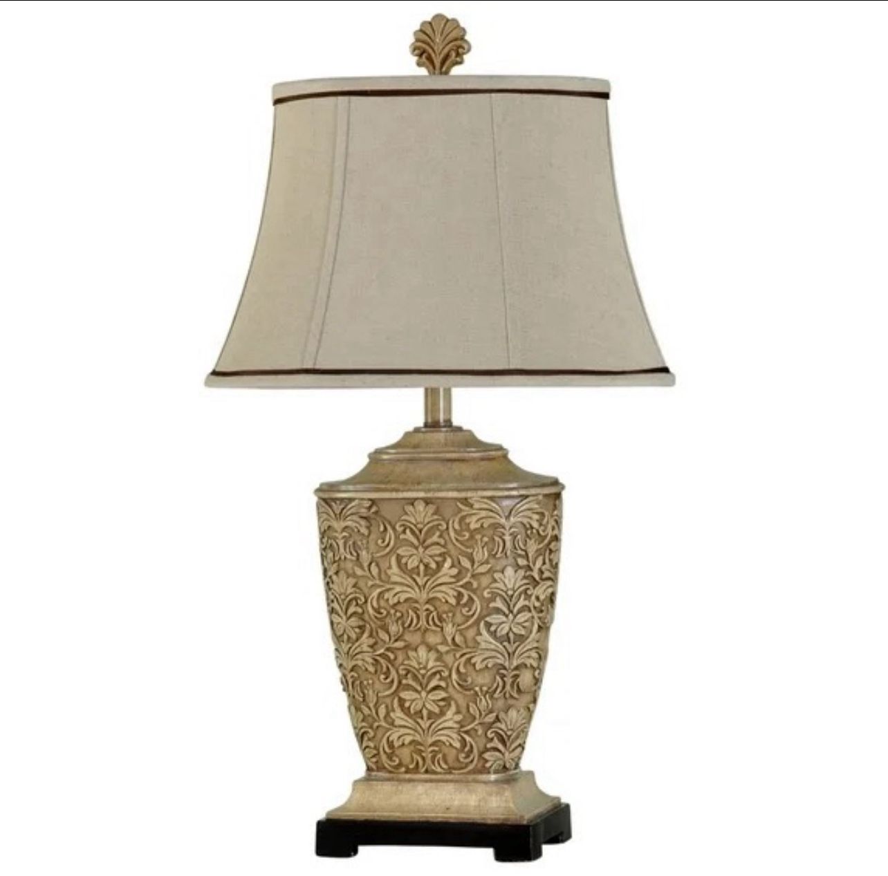 Single Pack Re-shippable Traditional carved table lamp in tortola cream finish