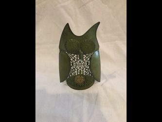 Farmhouse Sage Green Owl Tealight Candleholder - EXCELLENT CONDITION