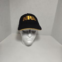 New NRA Membership Embroidered Hat Cap Adjustable Black Gold w/USA Flag 
