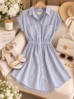 Blue dress with sleeves and pockets