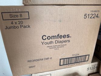 Boxes of Comfees Youth Diapers Size 8 pack