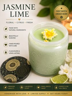Jasmine Lime Scented Candle in Glass Jar