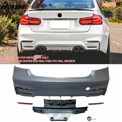 Fits 2012-2018 BMW F30 3 Series Sedan M3 CS Style Rear Bumper Quad Exhaust No PDC