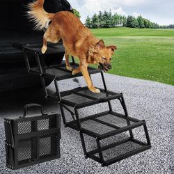 4 Step Aluminum Foldable Adjustable Dog Ramp for Car Truck Bed Couch New Condition
