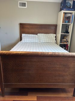 Vintage Antique Full Double Wood Bed Headboard Footboard
