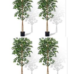 4 new ficus greenery faux trees plant indoor outdoor obscuring