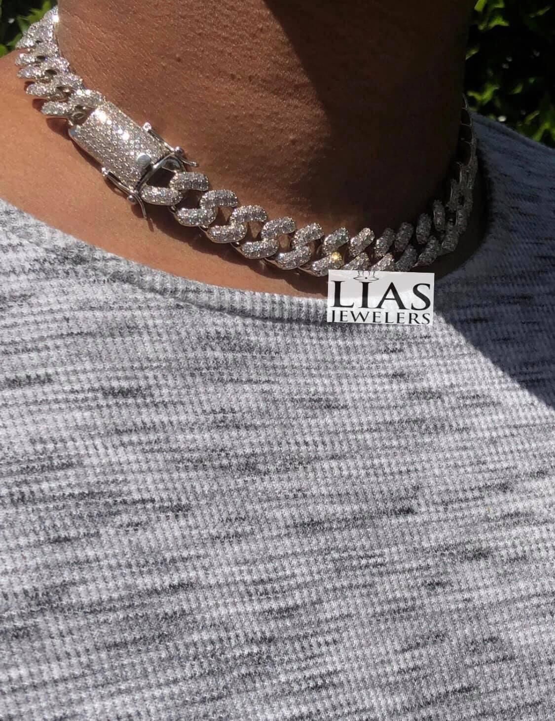 New 18k White Gold Cuban Link Chain