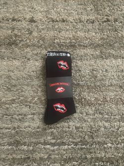 Chrome Hearts Black Lips Graphic Crew Socks