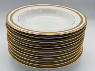 Christian Dior Gaudron Gold Fine China 9.25" Rim Soup Bowl Set of 10 Japan