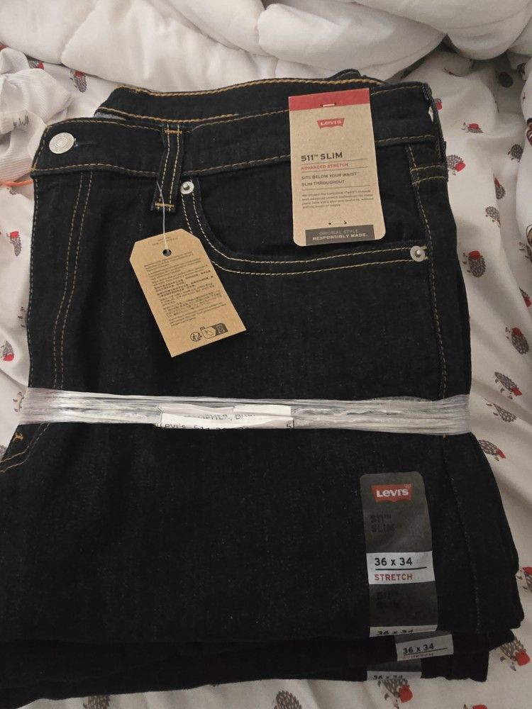 5 Pairs Of Levi Pants Brand New. 34x36