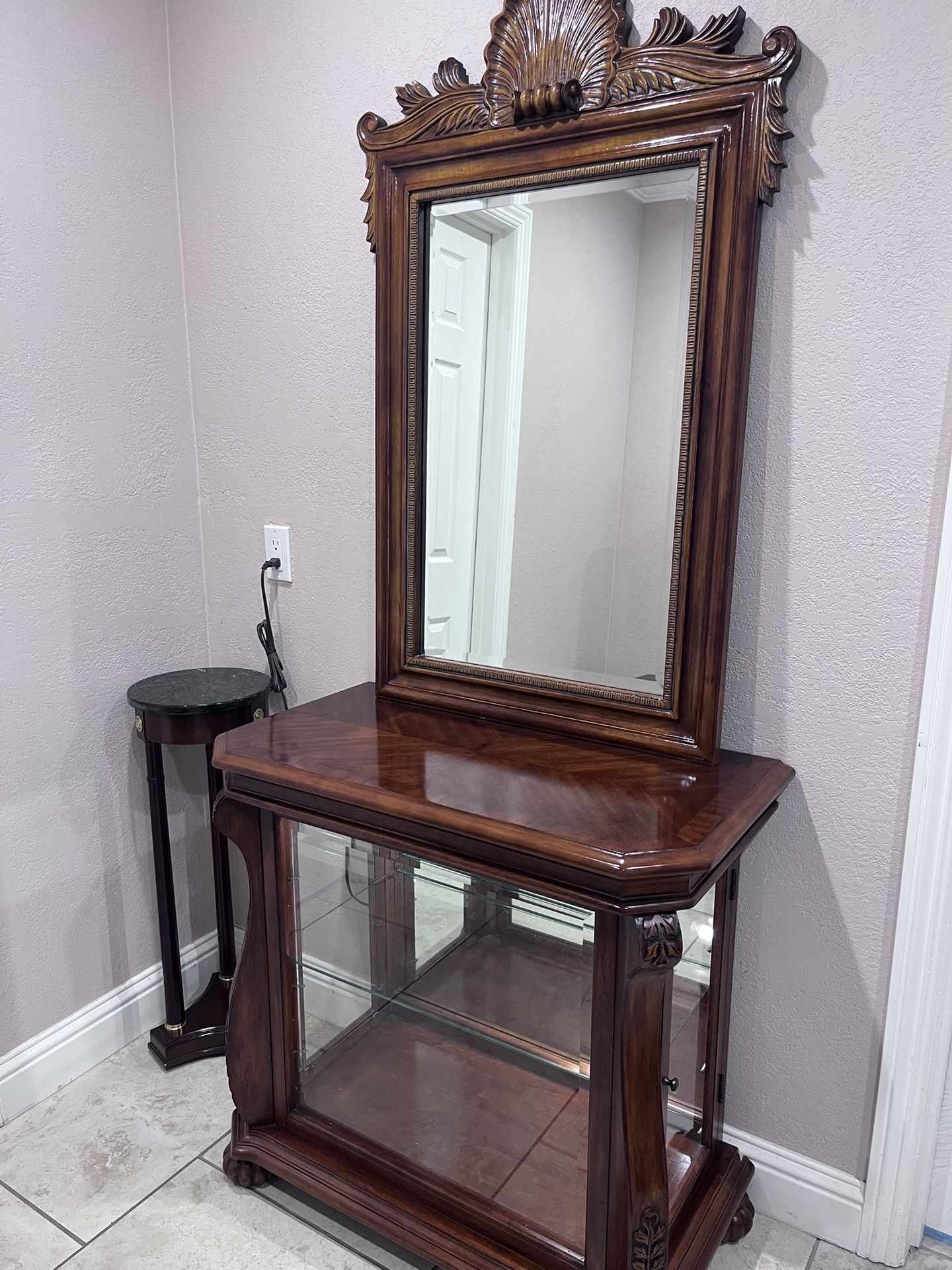 Vintage Mirror And Glass Chest