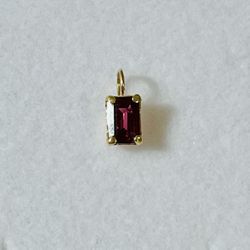 New 14k Solid Gold Rhodolite July Birthstone Pendant Charm
