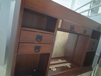 Wooden dressers with mirror headboard with lights