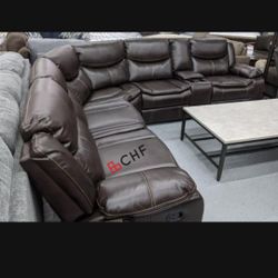 Living room leather recliner sectional sofa // All Models Are Same Price 