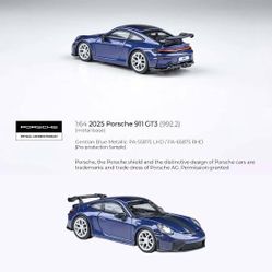 Para64 1:64 2025 Porsche 911 GT3 992.2 Blue Metallic 