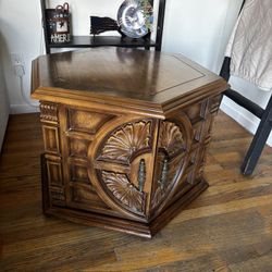 Octagonal cabinet end table