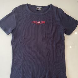 Polo Jeans Large Ribbed Tshirt With Embroidery 