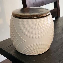 Threshold Ceramic Canister Embossed Design Cream