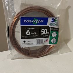 Southwire 50-ft 6-Gauge Solid Soft Drawn Copper Bare Wire, And A, SIGMA ENGINEERED SOLUTIONS ProConnex 41309 Ground Clamp 1/2" - 1" 