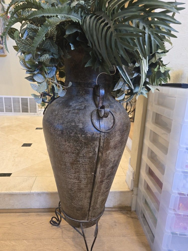 Large Decorative Pot With Fake Plants