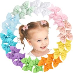 20pcs 2.36 inch Hair Bows for Girls Grosgrain Ribbon, Hair Bows Alligator Clips,Miulti Color