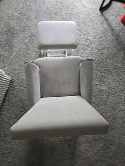 Gray Upholstered Rocking Armchair with footrest