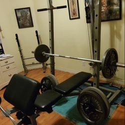 Power Rack With Weights And Bench