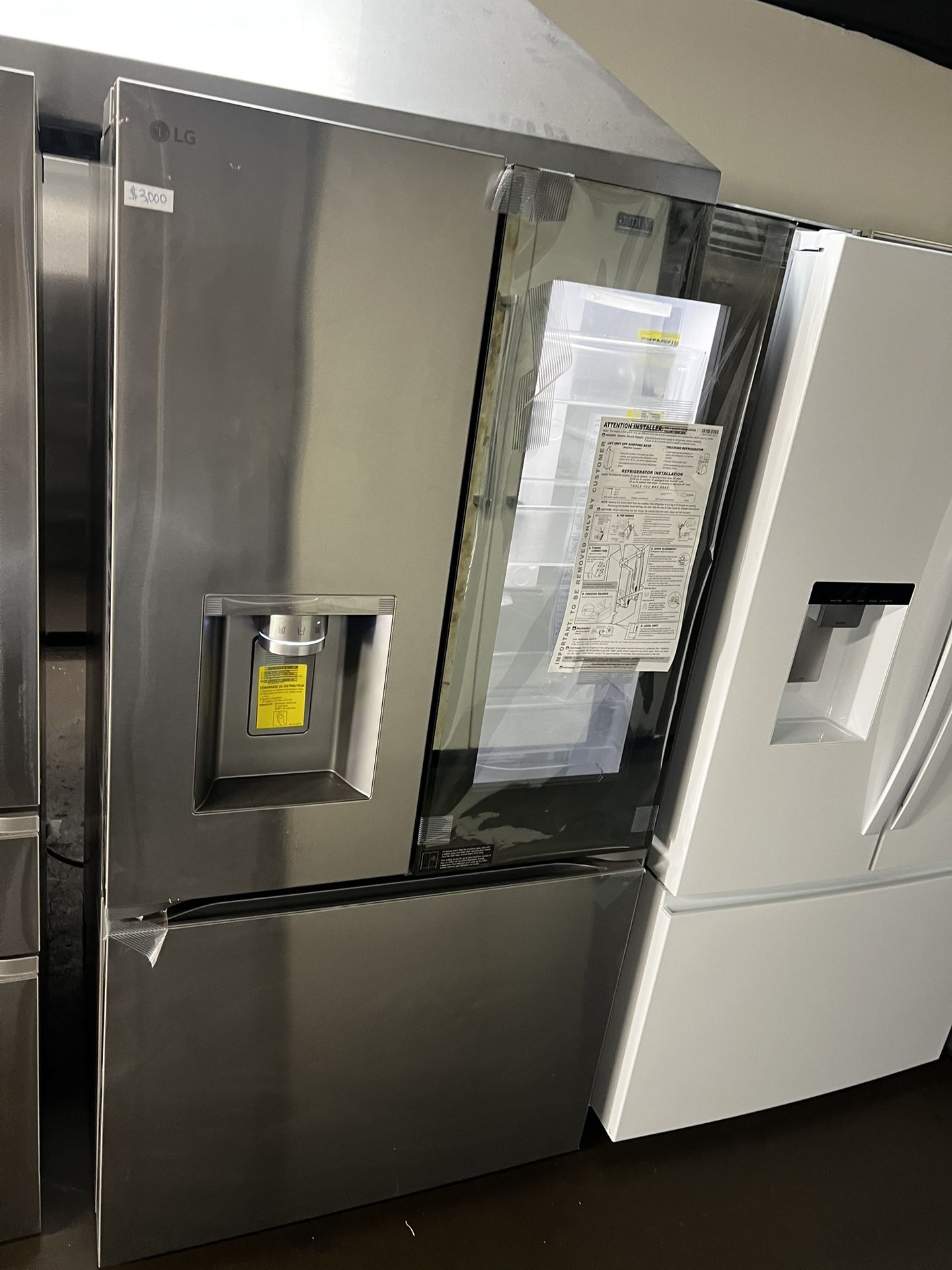 OPEN BOX LG MIRRORED INSTA VIEW FRENCH STYLE STAINLESS STEEL REFRIGERATOR