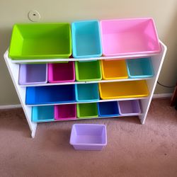 Humble Crew Kid's Toy Storage Organizer with 17 Plastic Bins