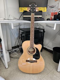 Mitchell O120CE acoustic-electric guitar (With Case, Brandon New) .Ibanez RX170 electric guitar in a transparent blue (Used With Carrying Case)