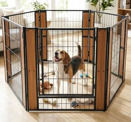 Furniture Style Dog Playpen 32" H, 6 Panels, Oak
Indoor/Outdoor Use, Heavy-duty Metal, DIY Layouts, Easy Access, For Small & Medium Dogs, Easy setup